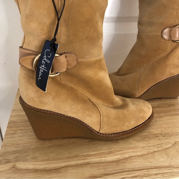 NWT Cole Haan NIKE Air Michelle Shearling Boots Waterproof suede Lamb sheep fur - Picture 2 of 14